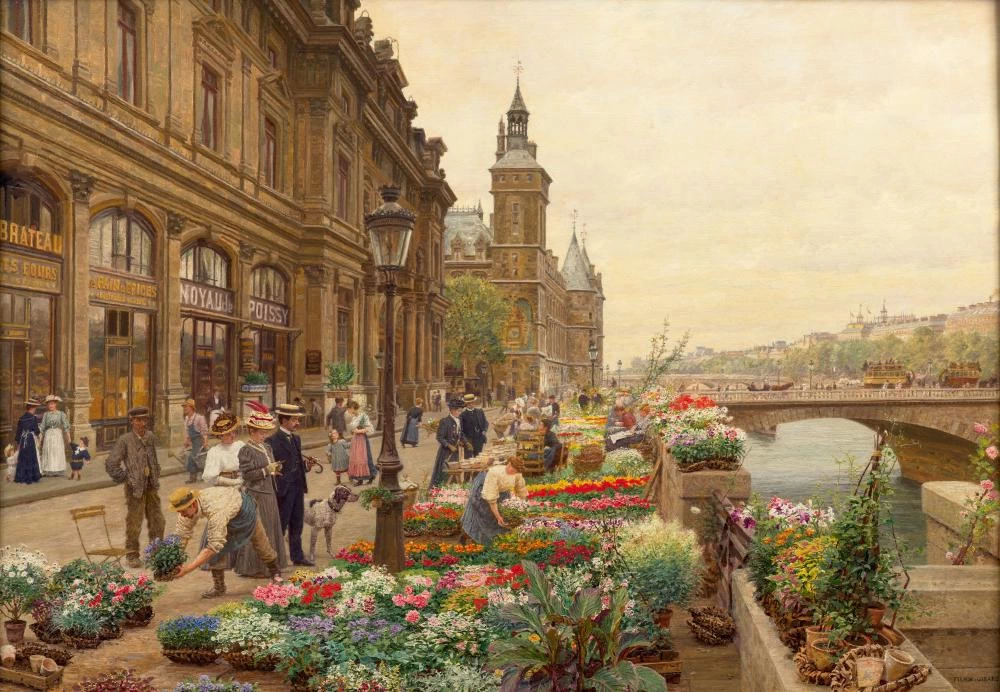 Marie - François Firmin, Girard, Il Flower Quay e la Torre dell'Orologio, o Parigi in primavera
